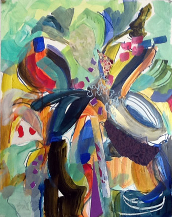 Acrylic and collage on paper, 25h x 33w, $1400.