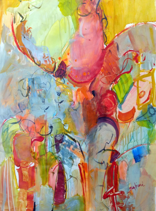 Celebrate. Acrylic on paper, 34h x 26w, Framed. $1400.