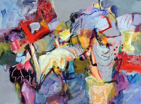 My Grey Hills. Acrylic and collage, 30h x 40w, Framed. $1750.