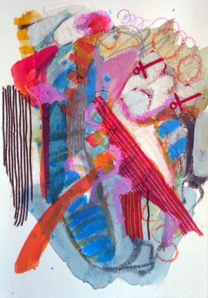 Do Si Do, Acrylic and collage, 16h x 12w, $225.