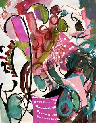 Cherry Blossom A IV. Acrylic and collage, 20