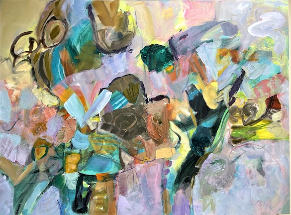 First Hurrah, Acrylic and collage on canvas, 36