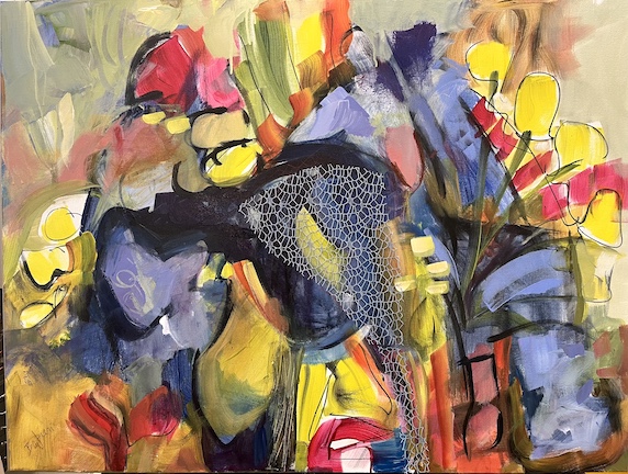 Riviera Garden, Acrylic and collage on canvas, 30