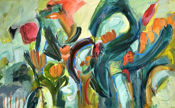 Cactus Bloom, Acrylic on canvas, 30